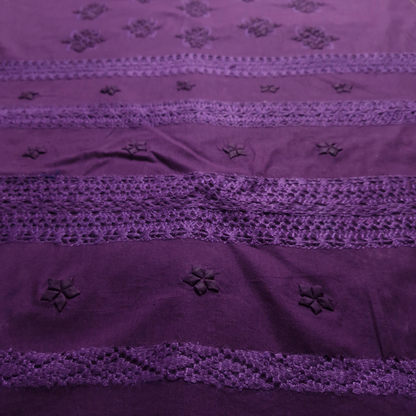 albaas | Tarkashi  Applique on Cotton Lawn Shirt's Front and Sleeves with Matching Plain Trousers - Unstitched 2PC Suit   | ALTAST-36544A-PLUM