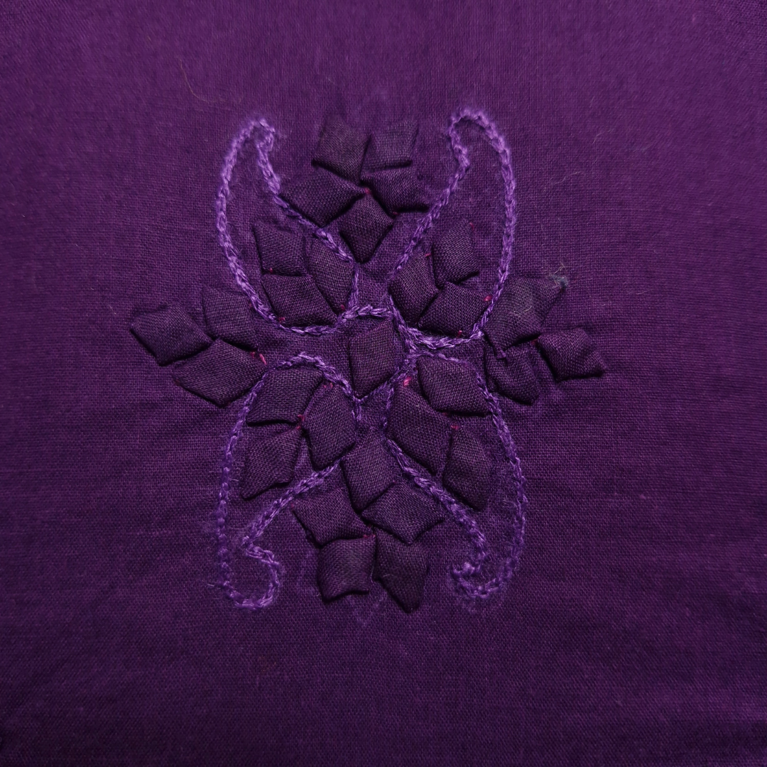 albaas | Tarkashi  Applique on Cotton Lawn Shirt's Front and Sleeves with Matching Plain Trousers - Unstitched 2PC Suit   | ALTAST-36544A-PLUM