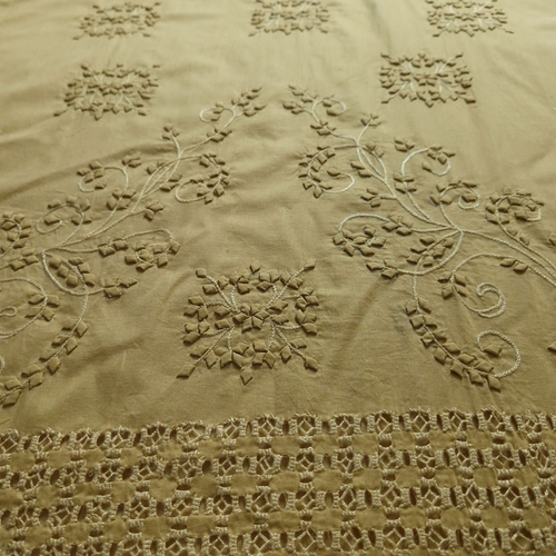 albaas | Tarkashi  Applique on Cotton Lawn Shirt's Front and Sleeves with Matching Plain Trousers - Unstitched 2PC Suit   | ALTAST-36545-KHAKI