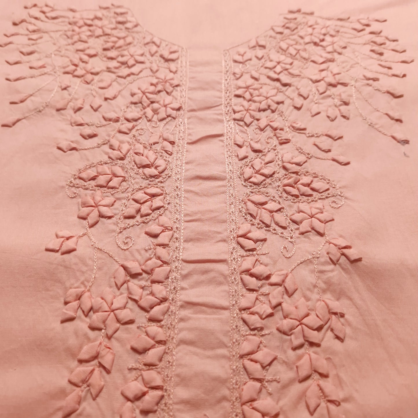 albaas | Tarkashi Applique on Cotton Lawn Shirt's Front and Sleeves with Matching Plain Trousers - Unstitched 2PC Suit   | ALTAST-36546-APRICOT