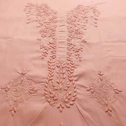 albaas | Tarkashi Applique on Cotton Lawn Shirt's Front and Sleeves with Matching Plain Trousers - Unstitched 2PC Suit   | ALTAST-36546-APRICOT