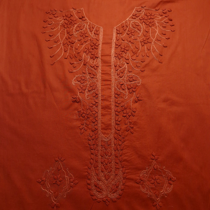 albaas | Tarkashi  Applique on Cotton Lawn Shirt's Front and Sleeves with Matching Plain Trousers - Unstitched 2PC Suit   | ALTAST-36546-SWEET BROWN