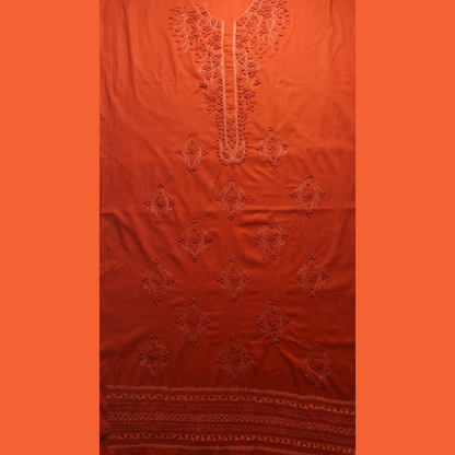 albaas | Tarkashi  Applique on Cotton Lawn Shirt's Front and Sleeves with Matching Plain Trousers - Unstitched 2PC Suit   | ALTAST-36546-SWEET BROWN