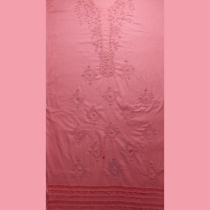 albaas | Tarkashi  Applique on Cotton Lawn Shirt's Front and Sleeves with Matching Plain Trousers - Unstitched 2PC Suit   | ALTAST-36546-TEA ROSE