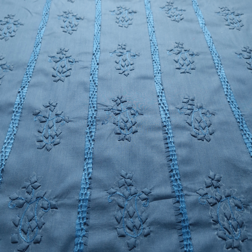 albaas | Tarkashi  Applique on Cotton Lawn Shirt's Front and Sleeves with Matching Plain Trousers - Unstitched 2PC Suit   | ALTAST-36547-MIDNIGHT GREEN