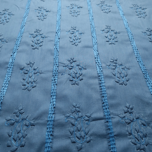 albaas | Tarkashi  Applique on Cotton Lawn Shirt's Front and Sleeves with Matching Plain Trousers - Unstitched 2PC Suit   | ALTAST-36547-MIDNIGHT GREEN