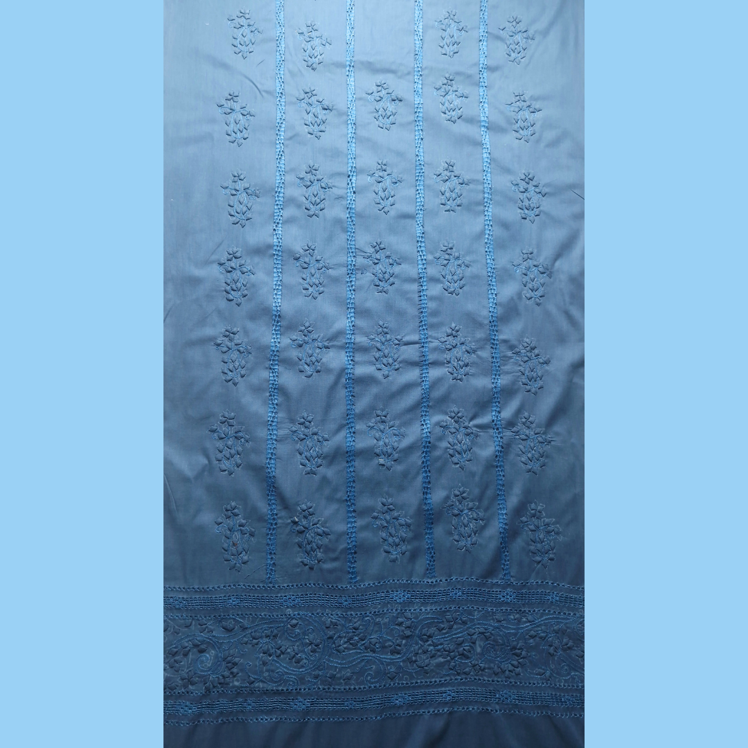 albaas | Tarkashi  Applique on Cotton Lawn Shirt's Front and Sleeves with Matching Plain Trousers - Unstitched 2PC Suit   | ALTAST-36547-MIDNIGHT GREEN