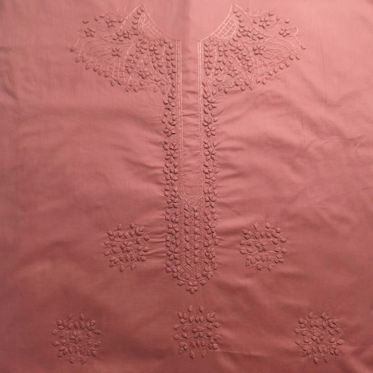 albaas | Tarkashi  Applique on Cotton Lawn Shirt's Front and Sleeves with Matching Plain Trousers - Unstitched 2PC Suit   | ALTAST-36548-ROSE BUD