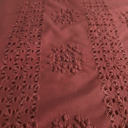 albaas | Tarkashi  Applique on Cotton Lawn Shirt's Front and Sleeves with Matching Plain Trousers - Unstitched 2PC Suit   | ALTAST-36548-ROSE BUD