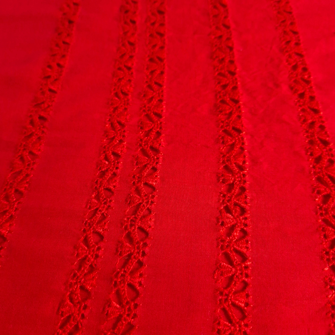 albaas | Tarkashi  Applique on Cotton Lawn Shirt's Front and Sleeves with Matching Plain Trousers - Unstitched 2PC Suit   | ALTAST-36549-NEON RED