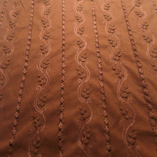 albaas | Tarkashi  Applique on Cotton Lawn Shirt's Front and Sleeves with Matching Plain Trousers - Unstitched 2PC Suit   | ALTAST-36552-RUSSET