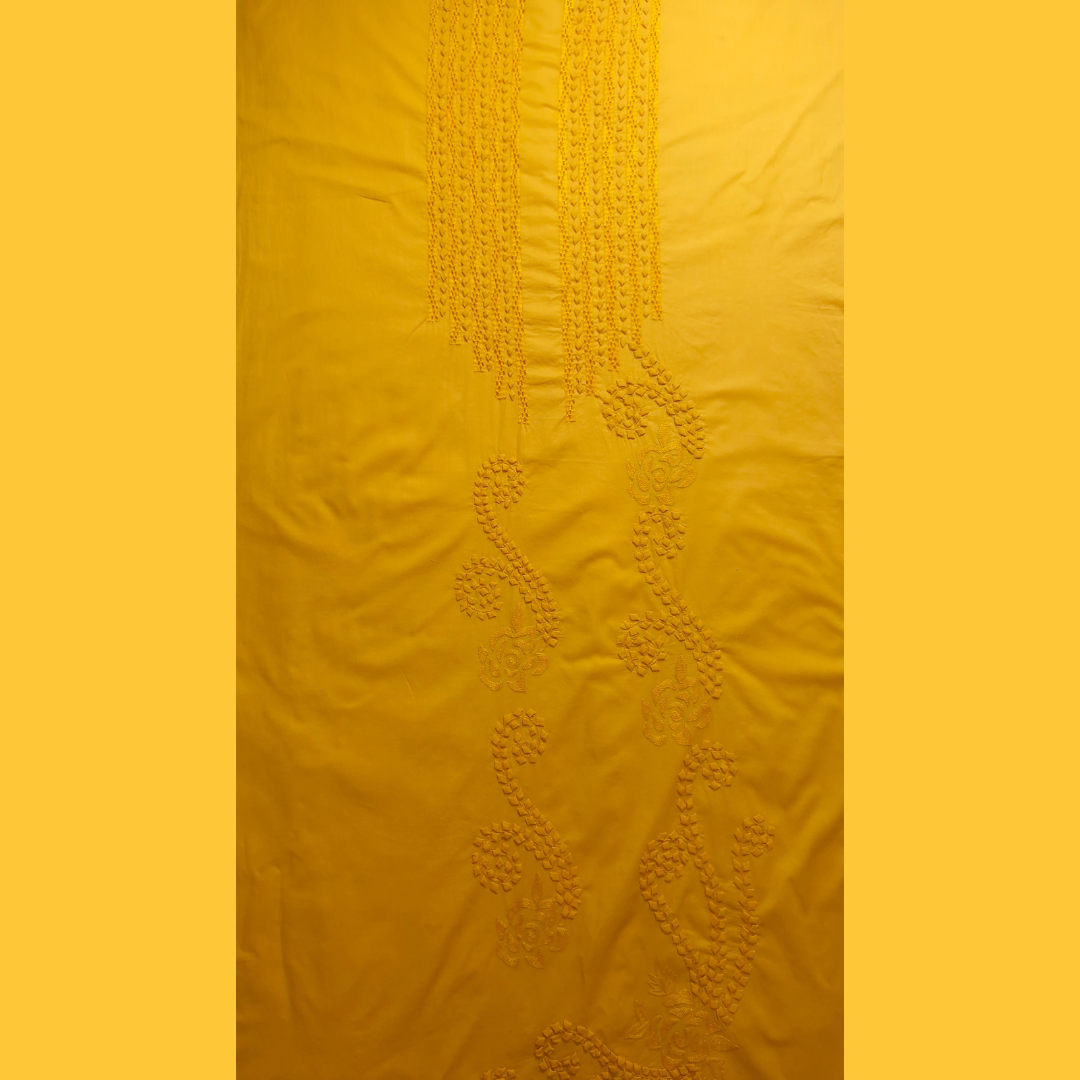 albaas | Tarkashi  Applique on Cotton Lawn Shirt's Front and Sleeves  | ALTAS-36553-DARK TANGERINE