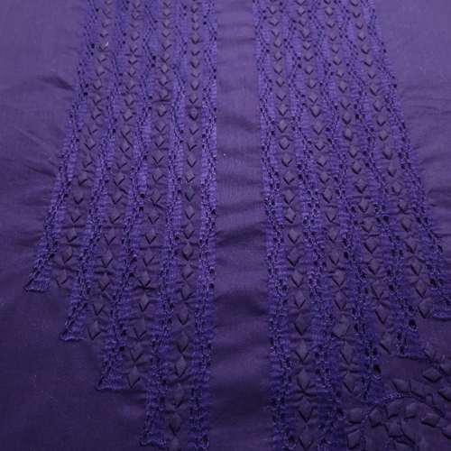 albaas | Tarkashi  Applique on Cotton Lawn Shirt's Front and Sleeves with Matching Plain Trousers - Unstitched 2PC Suit   | ALTAST-36553-INDIGO