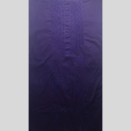 albaas | Tarkashi  Applique on Cotton Lawn Shirt's Front and Sleeves with Matching Plain Trousers - Unstitched 2PC Suit   | ALTAST-36553-INDIGO