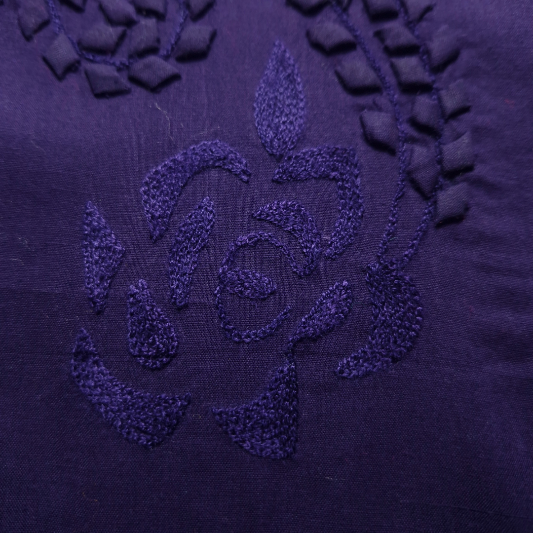 albaas | Tarkashi  Applique on Cotton Lawn Shirt's Front and Sleeves with Matching Plain Trousers - Unstitched 2PC Suit   | ALTAST-36553-INDIGO