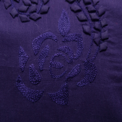 albaas | Tarkashi  Applique on Cotton Lawn Shirt's Front and Sleeves with Matching Plain Trousers - Unstitched 2PC Suit   | ALTAST-36553-INDIGO