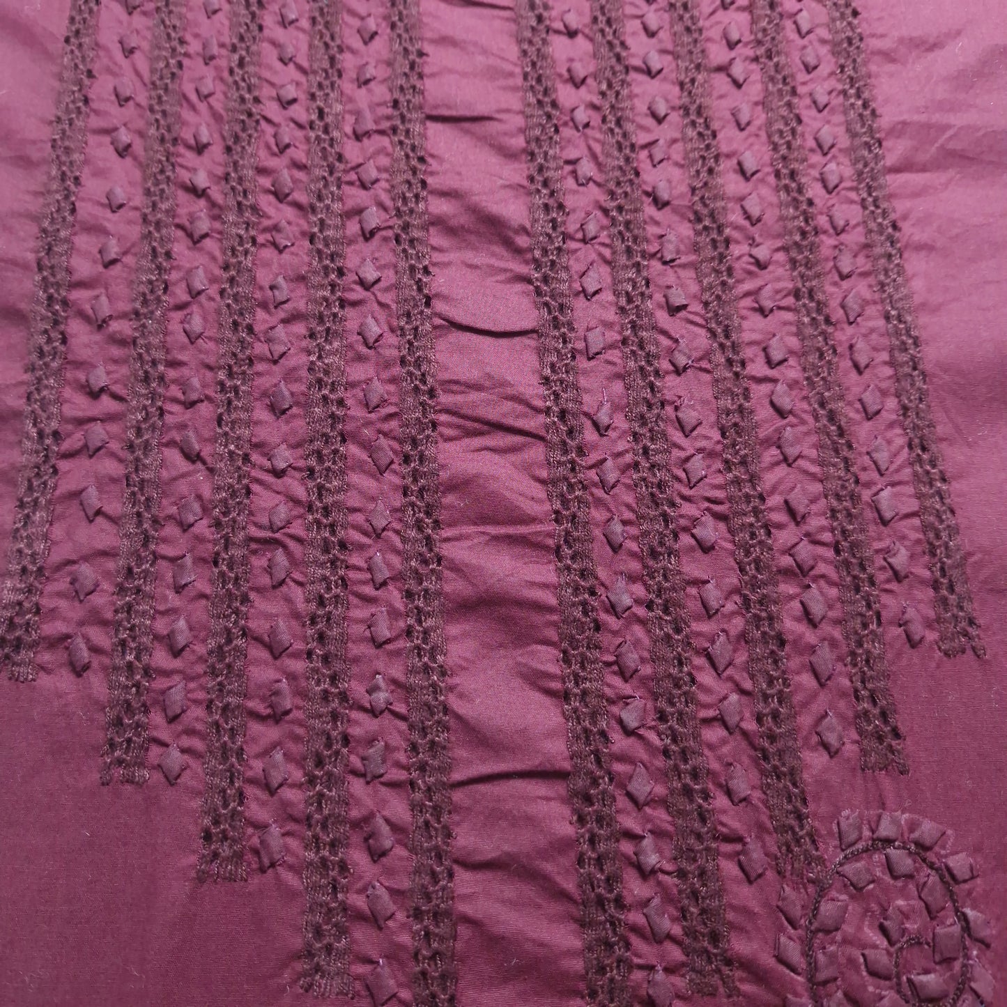 albaas | Tarkashi  Applique on Cotton Lawn Shirt's Front and Sleeves with Matching Plain Trousers - Unstitched 2PC Suit   | ALTAST-36553-PASSIONATE PLUM