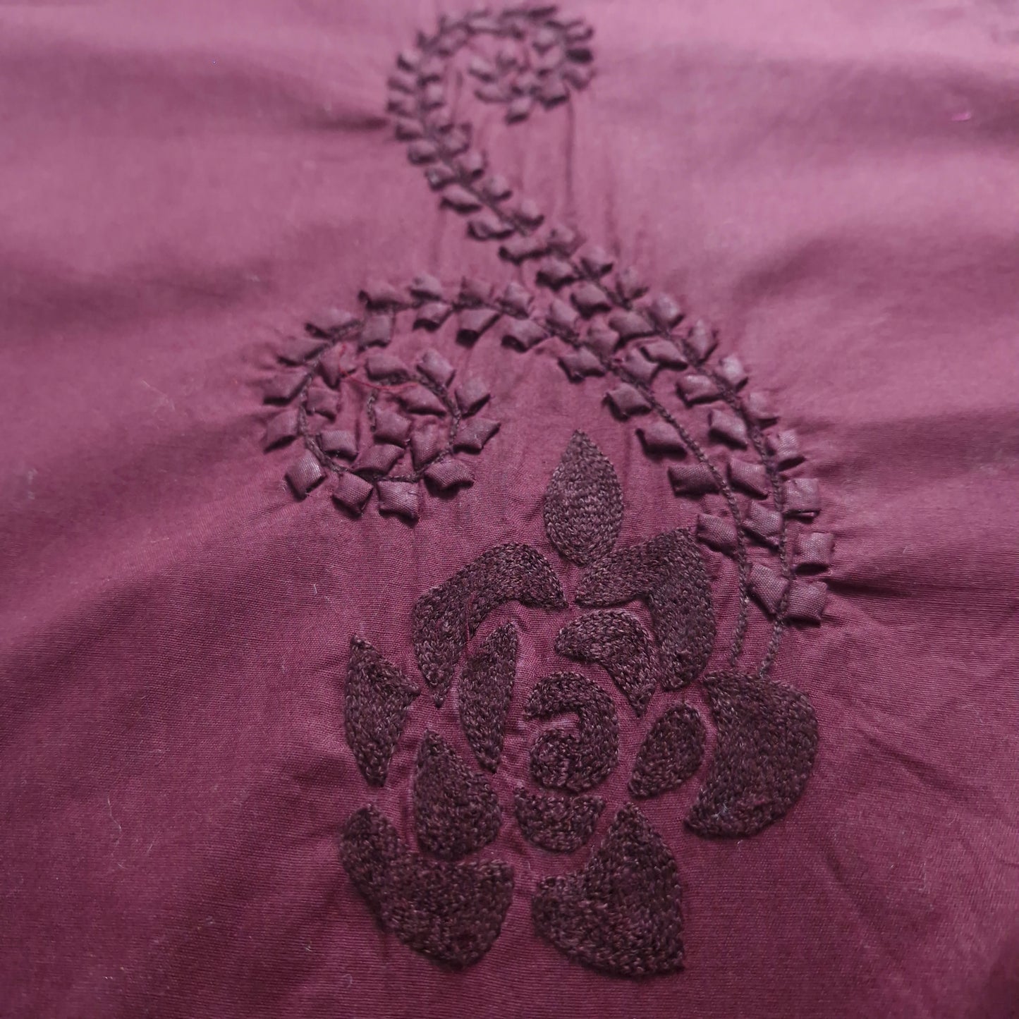 albaas | Tarkashi  Applique on Cotton Lawn Shirt's Front and Sleeves with Matching Plain Trousers - Unstitched 2PC Suit   | ALTAST-36553-PASSIONATE PLUM