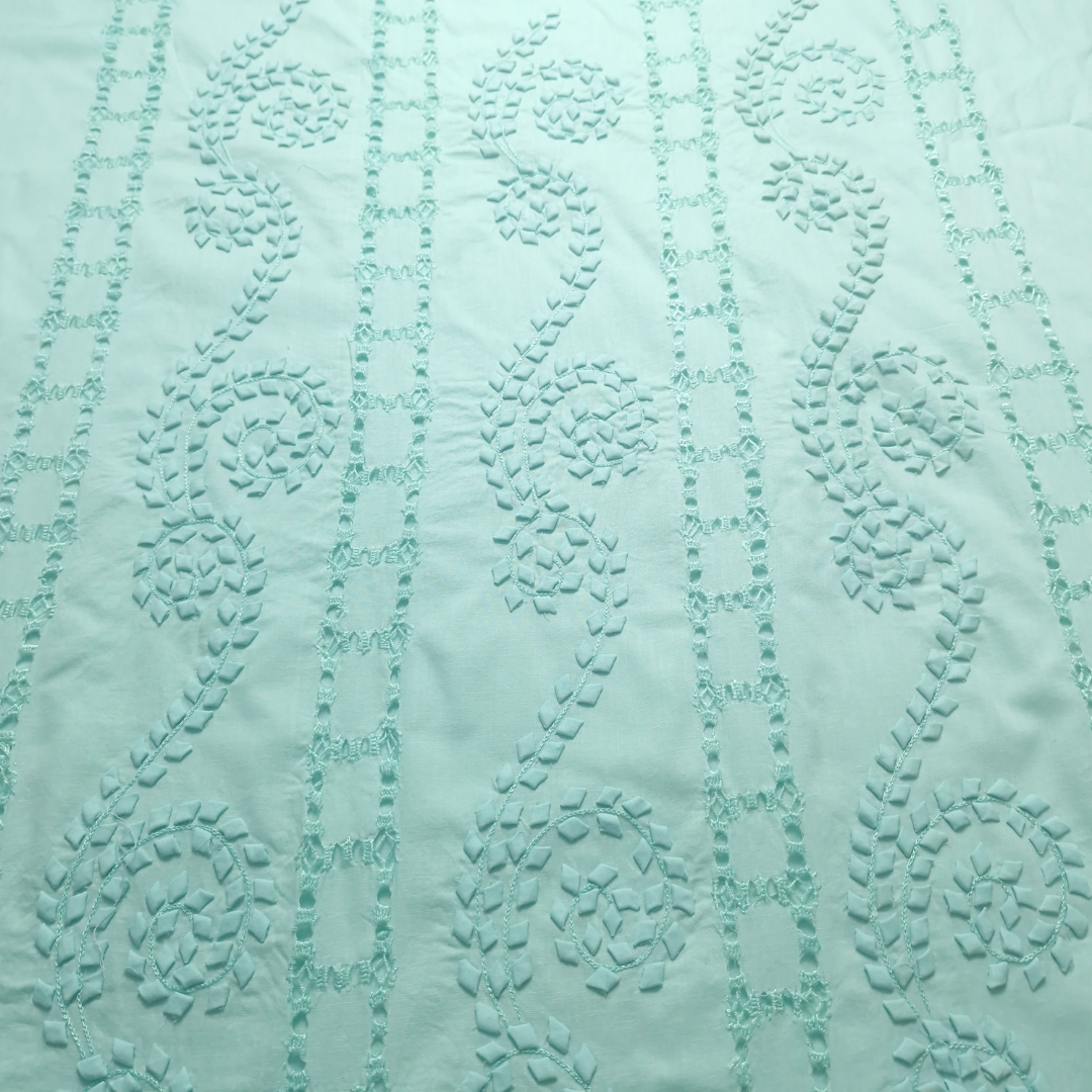 albaas | Tarkashi  Applique on Cotton Lawn Shirt's Front and Sleeves with Matching Plain Trousers - Unstitched 2PC Suit   | ALTAST-36554-AQUA