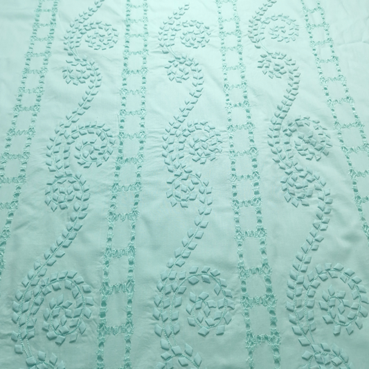 albaas | Tarkashi  Applique on Cotton Lawn Shirt's Front and Sleeves with Matching Plain Trousers - Unstitched 2PC Suit   | ALTAST-36554-AQUA