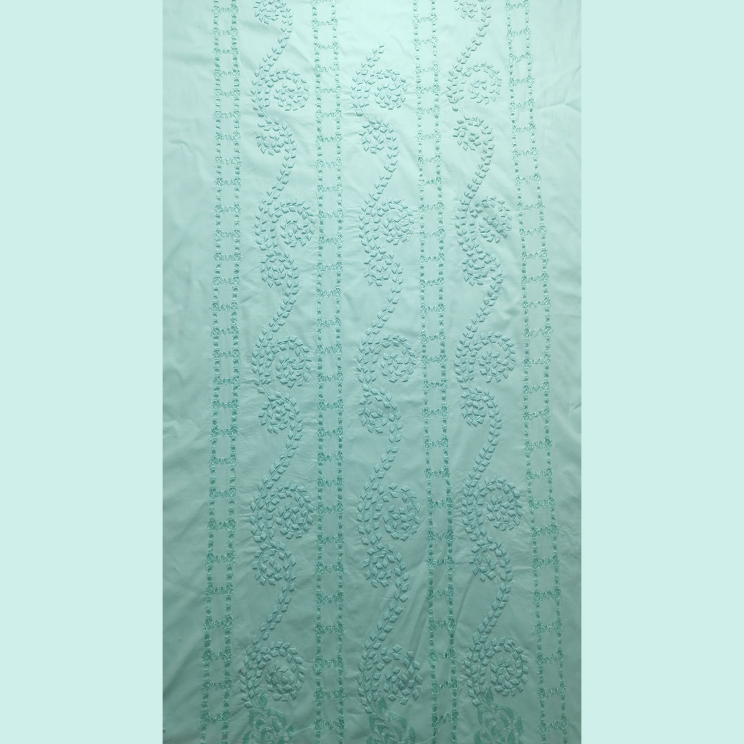 albaas | Tarkashi  Applique on Cotton Lawn Shirt's Front and Sleeves with Matching Plain Trousers - Unstitched 2PC Suit   | ALTAST-36554-AQUA