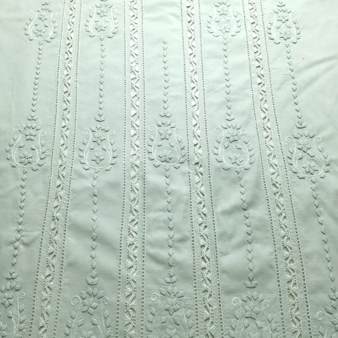 albaas | Tarkashi  Applique on Cotton Lawn Shirt's Front and Sleeves with Matching Plain Trousers - Unstitched 2PC Suit   | ALTAST-36555-GREEN TOUCH