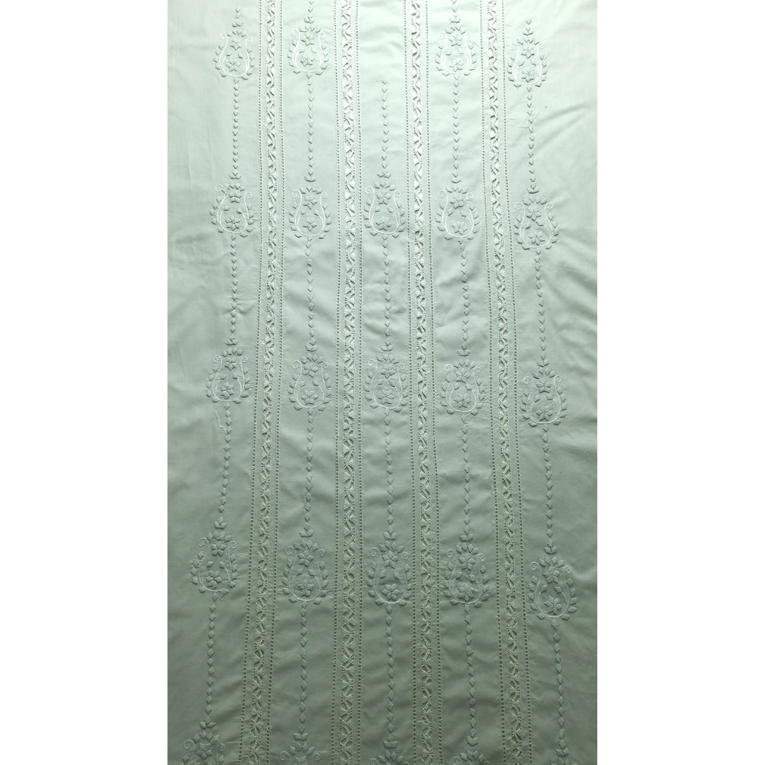 albaas | Tarkashi  Applique on Cotton Lawn Shirt's Front and Sleeves with Matching Plain Trousers - Unstitched 2PC Suit   | ALTAST-36555-GREEN TOUCH