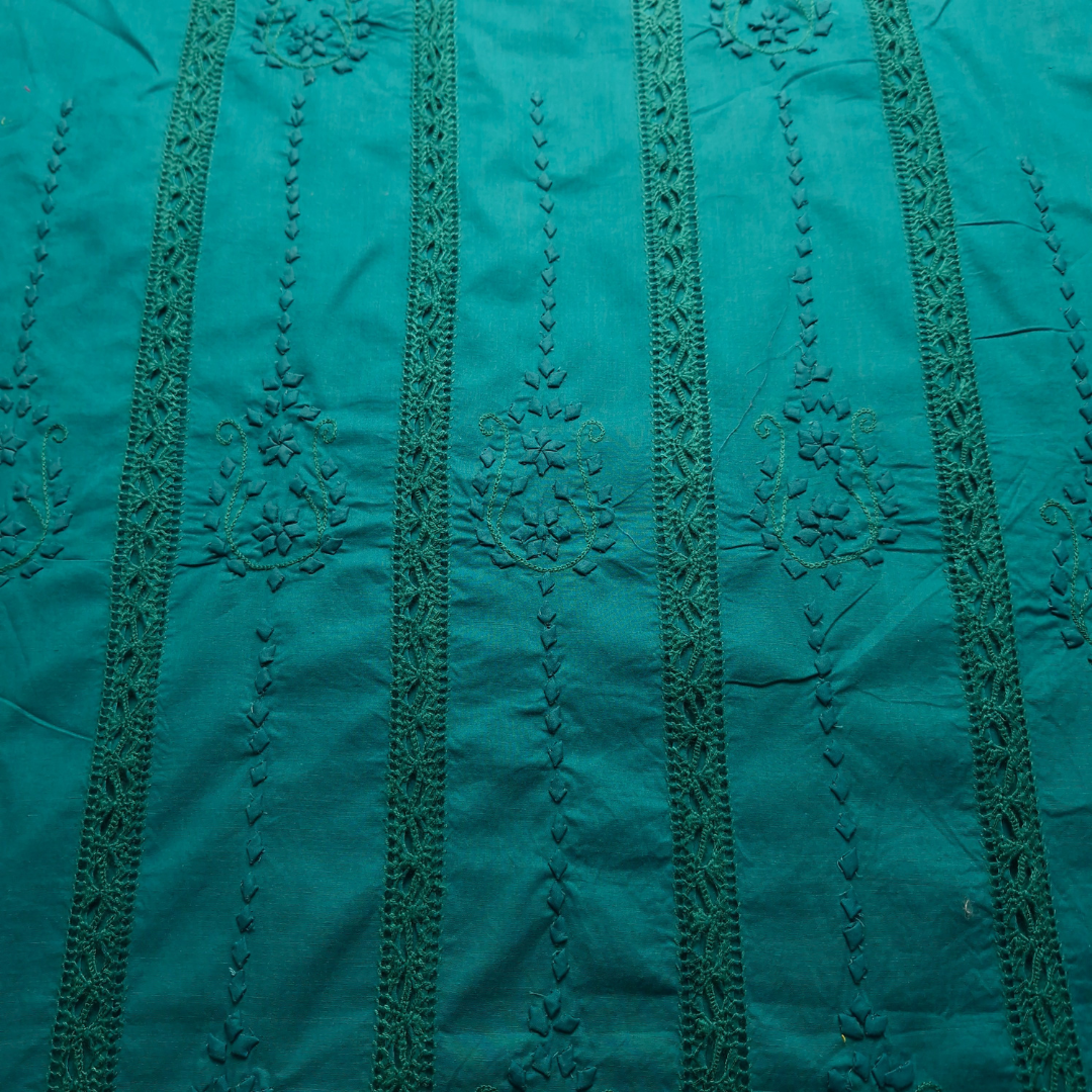 albaas | Tarkashi  Applique on Cotton Lawn Shirt's Front and Sleeves with Matching Plain Trousers - Unstitched 2PC Suit   | ALTAST-36555-TEAL