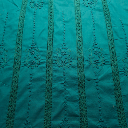 albaas | Tarkashi  Applique on Cotton Lawn Shirt's Front and Sleeves with Matching Plain Trousers - Unstitched 2PC Suit   | ALTAST-36555-TEAL