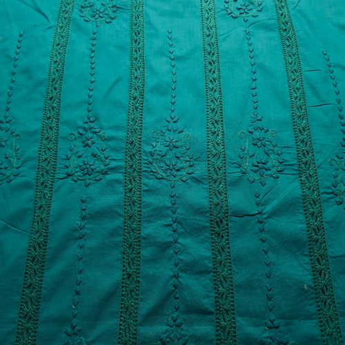 albaas | Tarkashi  Applique on Cotton Lawn Shirt's Front and Sleeves with Matching Plain Trousers - Unstitched 2PC Suit   | ALTAST-36555-TEAL