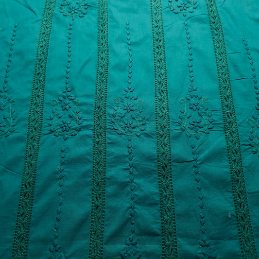 albaas | Tarkashi  Applique on Cotton Lawn Shirt's Front and Sleeves with Matching Plain Trousers - Unstitched 2PC Suit   | ALTAST-36555-TEAL