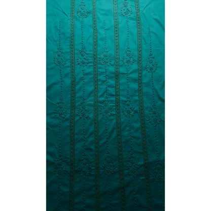 albaas | Tarkashi  Applique on Cotton Lawn Shirt's Front and Sleeves with Matching Plain Trousers - Unstitched 2PC Suit   | ALTAST-36555-TEAL