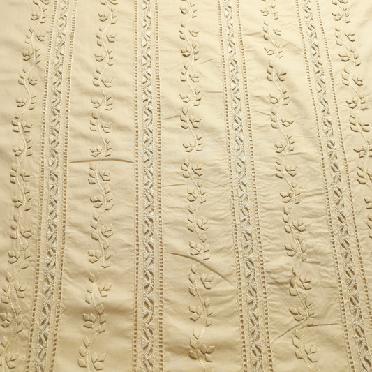 albaas | Tarkashi  Applique on Cotton Lawn Shirt's Front and Sleeves with Matching Plain Trousers - Unstitched 2PC Suit   | ALTAST-36556-BEIGE