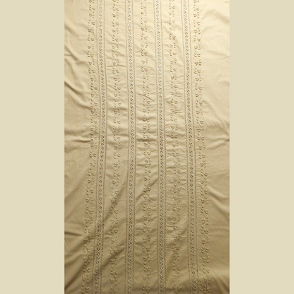 albaas | Tarkashi  Applique on Cotton Lawn Shirt's Front and Sleeves with Matching Plain Trousers - Unstitched 2PC Suit   | ALTAST-36556-BEIGE