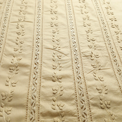 albaas | Tarkashi  Applique on Cotton Lawn Shirt's Front and Sleeves with Matching Plain Trousers - Unstitched 2PC Suit   | ALTAST-36556-BEIGE