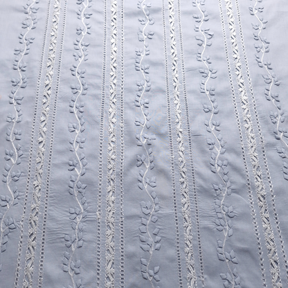 albaas | Tarkashi  Applique on Cotton Lawn Shirt's Front and Sleeves with Matching Plain Trousers - Unstitched 2PC Suit   | ALTAST-36556-SILVER GREY