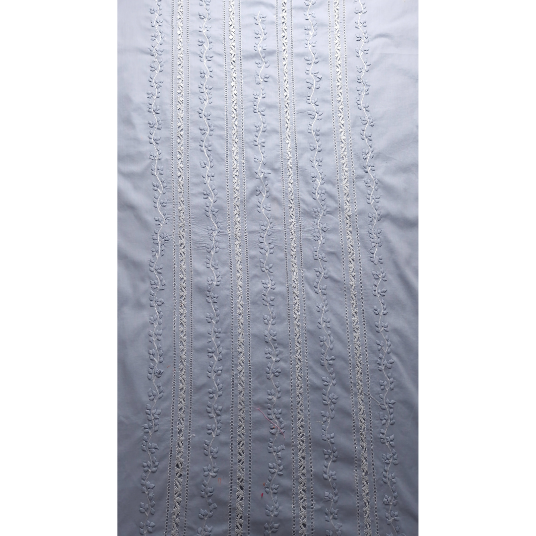 albaas | Tarkashi  Applique on Cotton Lawn Shirt's Front and Sleeves with Matching Plain Trousers - Unstitched 2PC Suit   | ALTAST-36556-SILVER GREY