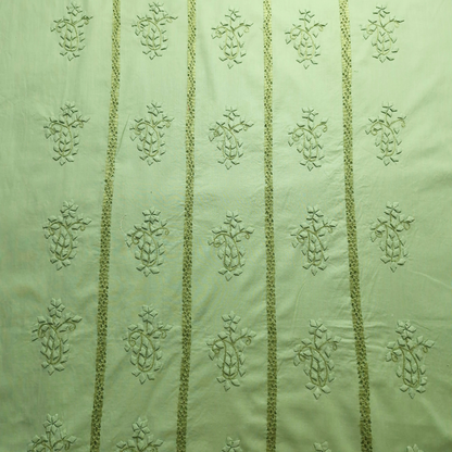 albaas | Tarkashi  Applique on Cotton Lawn Shirt's Front and Sleeves with Matching Plain Trousers - Unstitched 2PC Suit   | ALTAST-36557-LIGHT PISTACHIO