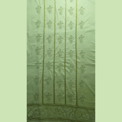 albaas | Tarkashi  Applique on Cotton Lawn Shirt's Front and Sleeves with Matching Plain Trousers - Unstitched 2PC Suit   | ALTAST-36557-LIGHT PISTACHIO