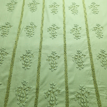 albaas | Tarkashi  Applique on Cotton Lawn Shirt's Front and Sleeves with Matching Plain Trousers - Unstitched 2PC Suit   | ALTAST-36557-LIGHT PISTACHIO