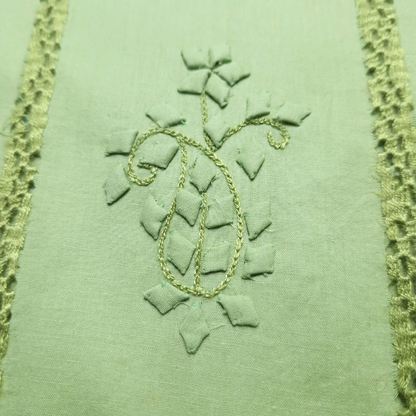 albaas | Tarkashi  Applique on Cotton Lawn Shirt's Front and Sleeves with Matching Plain Trousers - Unstitched 2PC Suit   | ALTAST-36557-LIGHT PISTACHIO