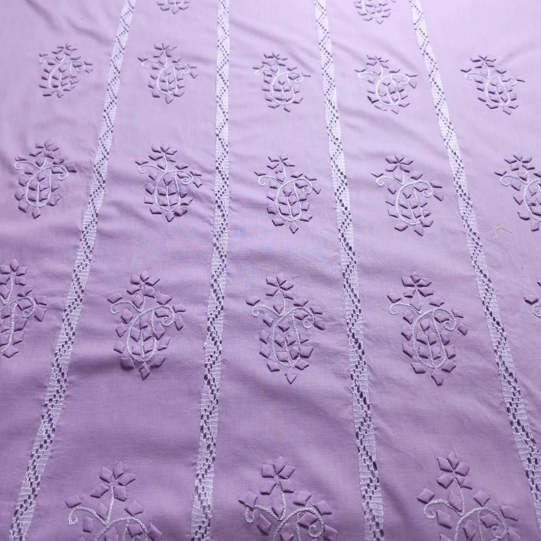 albaas | Tarkashi  Applique on Cotton Lawn Shirt's Front and Sleeves with Matching Plain Trousers - Unstitched 2PC Suit   | ALTAST-36557-PALE VIOLET