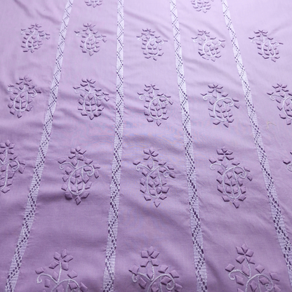 albaas | Tarkashi  Applique on Cotton Lawn Shirt's Front and Sleeves with Matching Plain Trousers - Unstitched 2PC Suit   | ALTAST-36557-PALE VIOLET