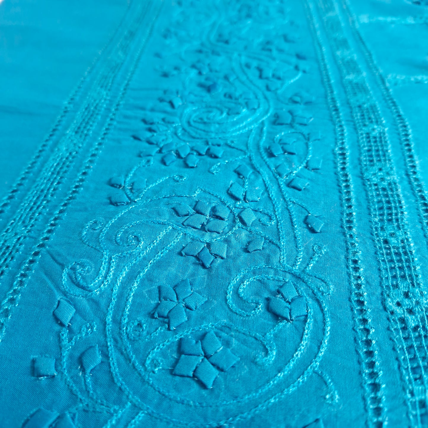 albaas | Tarkashi  Applique on Cotton Lawn Shirt's Front and Sleeves with Matching Plain Trousers - Unstitched 2PC Suit   | ALTAST-36557-VIOLET BLUE