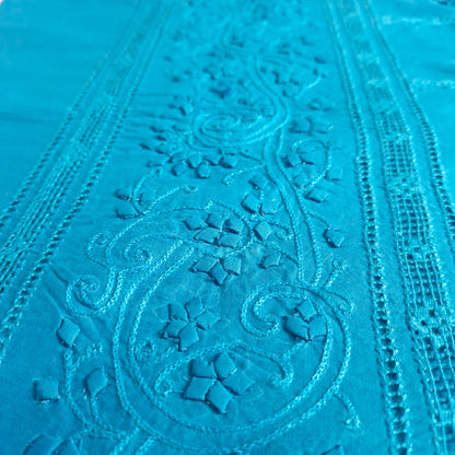 albaas | Tarkashi  Applique on Cotton Lawn Shirt's Front and Sleeves with Matching Plain Trousers - Unstitched 2PC Suit   | ALTAST-36557-VIOLET BLUE