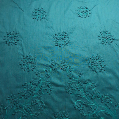 albaas | Tarkashi  Applique on Cotton Lawn Shirt's Front and Sleeves with Matching Plain Trousers - Unstitched 2PC Suit   | ALTAST-IRREG1-BLUEISH GREEN