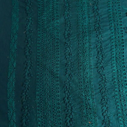 albaas | Tarkashi  Applique on Cotton Lawn Shirt's Front and Sleeves with Matching Plain Trousers - Unstitched 2PC Suit   | ALTAST-IRREG1-BLUEISH GREEN