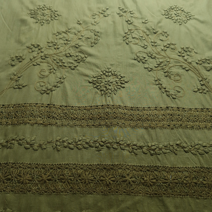 albaas | Tarkashi  Applique on Cotton Lawn Shirt's Front and Sleeves with Matching Plain Trousers - Unstitched 2PC Suit   | ALTAST-IRREG1-MINT LEAVES