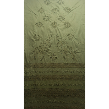 albaas | Tarkashi  Applique on Cotton Lawn Shirt's Front and Sleeves with Matching Plain Trousers - Unstitched 2PC Suit   | ALTAST-IRREG1-MINT LEAVES