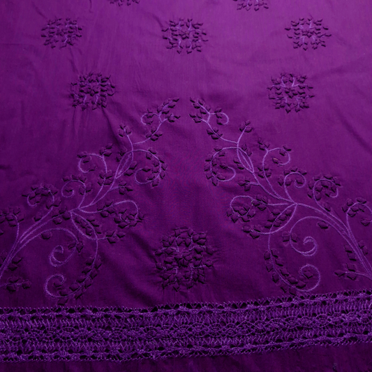 albaas | Tarkashi  Applique on Cotton Lawn Shirt's Front and Sleeves with Matching Plain Trousers - Unstitched 2PC Suit   | ALTAST-IRREG1-PLUM